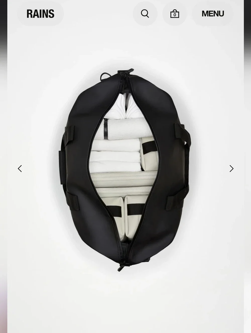 Rains Hilo Black Travel Waterproof Weekend Bag